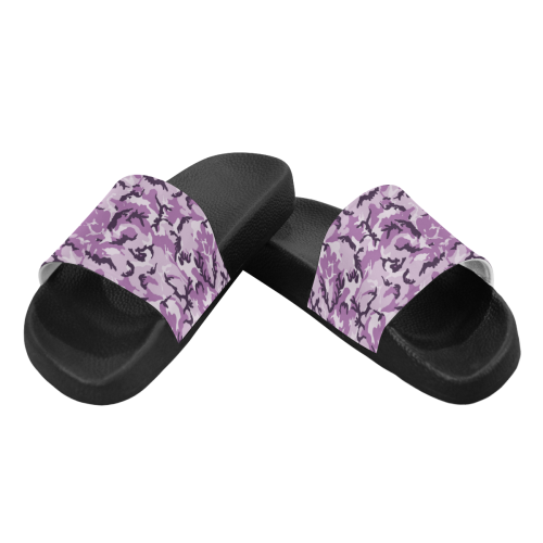 Woodland Pink Purple Camouflage Men's Slide Sandals/Large Size (Model 057)