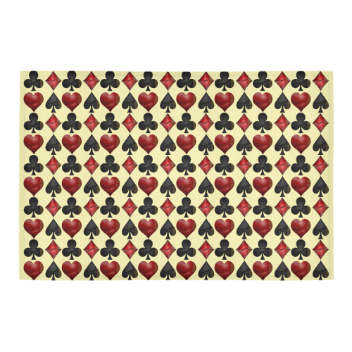 Las Vegas Black and Red Casino Poker Card Shapes on Yellow Azalea Doormat 24" x 16" (Sponge Material)
