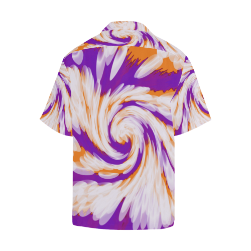 Purple Orange Tie Dye Swirl Abstract Hawaiian Shirt (Model T58)