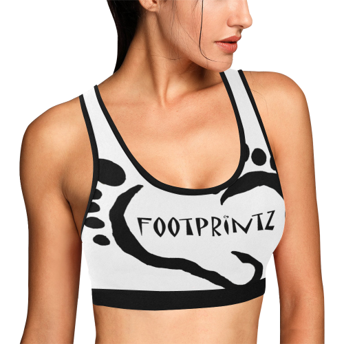 Foot prints transparent top Women's All Over Print Sports Bra (Model T52)