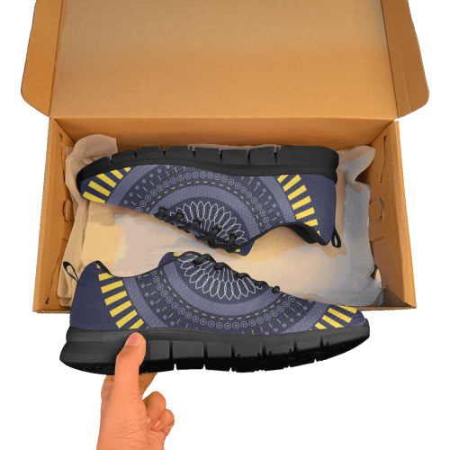 blue zen mandala circle Women's Breathable Running Shoes (Model 055)