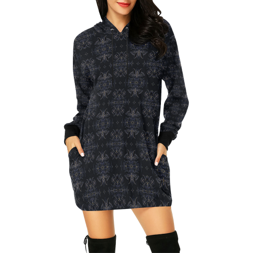 Wall Flower in Spicy Mustard High Drama by Aleta All Over Print Hoodie Mini Dress (Model H27)