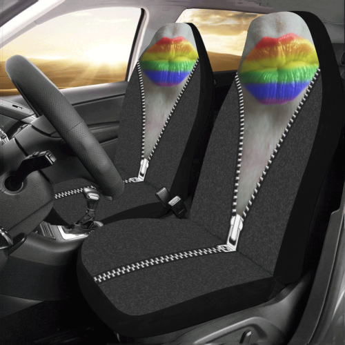 ZIPPER RAINBOW KISS LIPS Car Seat Covers (Set of 2)