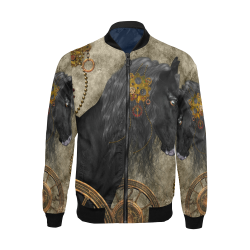 Beautiful wild horse with steampunk elements All Over Print Bomber Jacket for Men/Large Size (Model H19)