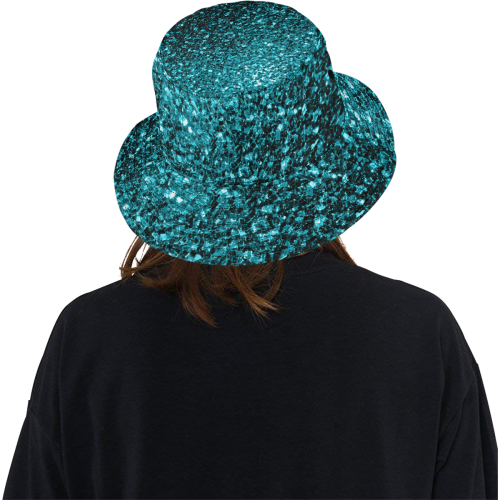 Beautiful Aqua blue glitter sparkles All Over Print Bucket Hat