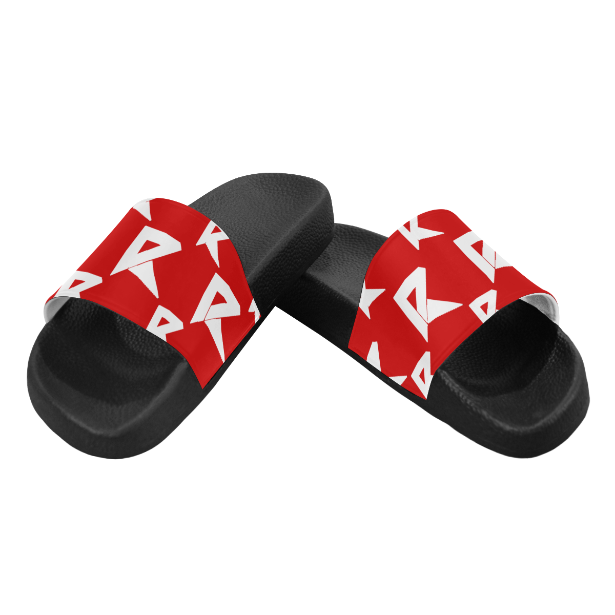 red flat slide sandals