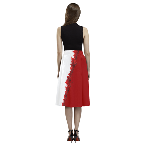 Canada Maple Leaf Skirt Red & White Aoede Crepe Skirt (Model D16)