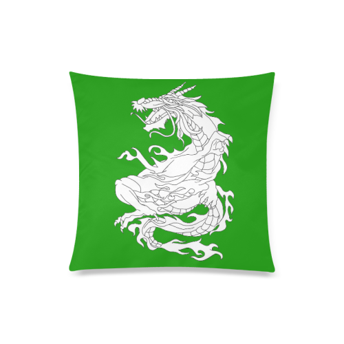 Color Me Chinese Dragon Green Custom Zippered Pillow Case 20"x20"(Twin Sides)