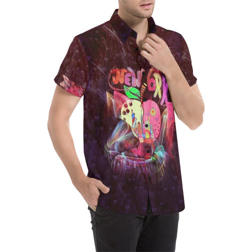 New York Popart by Nico Bielow Men's All Over Print Short Sleeve Shirt (Model T53)