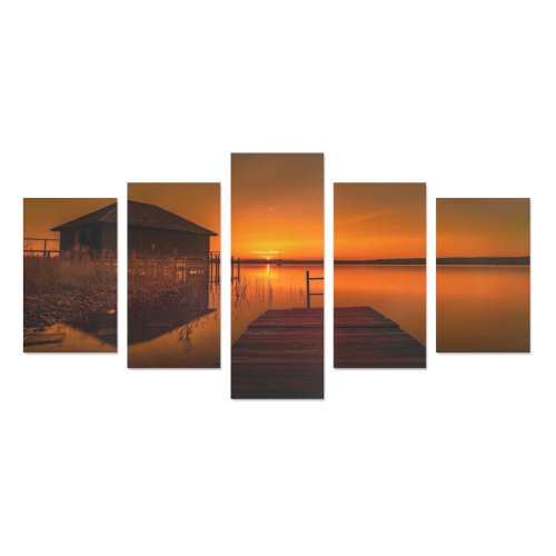 Dockside Sunset Canvas Print Sets C (No Frame)