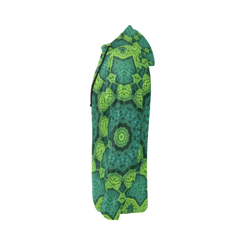 Green Theme Mandala All Over Print Full Zip Hoodie for Women (Model H14)