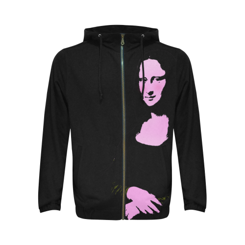 Mona Lisa Pop Art Style All Over Print Full Zip Hoodie for Men (Model H14)