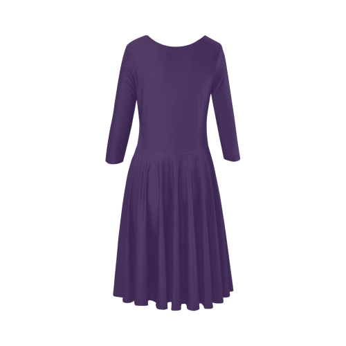 color Russian violet Elbow Sleeve Ice Skater Dress (D20)