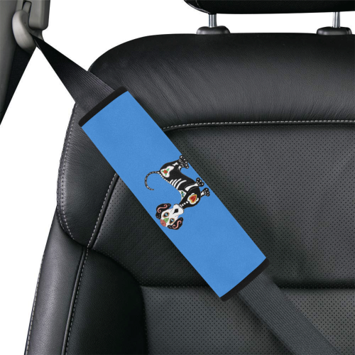 Dachshund Sugar Skull Blue Car Seat Belt Cover 7''x10''