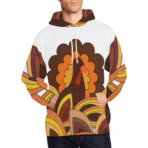 Retro Turkey Hoodie All Over Print Hoodie for Men/Large Size (USA Size) (Model H13)