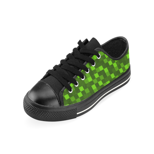 green pixel pixel blocks funky neon colors Men's Classic Canvas Shoes (Model 018)