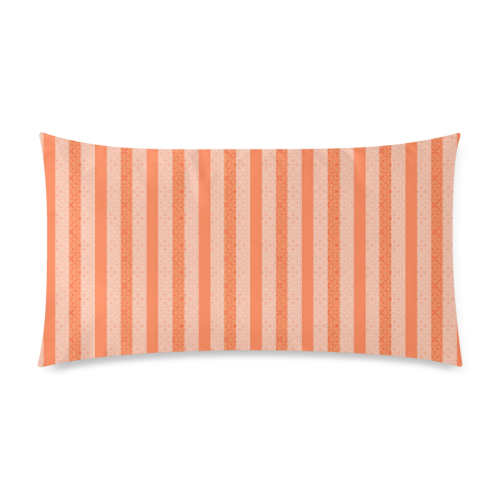 Living Coral Color Stripes Doodle Rectangle Pillow Case 20"x36"(Twin Sides)