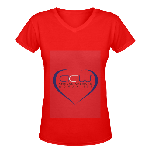 AAW101 Red T-Shirt Women's Deep V-neck T-shirt (Model T19)