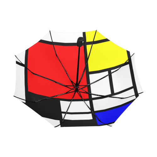 Mosaic DE STIJL Style black yellow red blue Anti-UV Auto-Foldable Umbrella (Underside Printing) (U06)