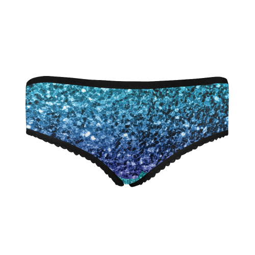 Beautiful Aqua blue Ombre glitter sparkles Women's All Over Print Classic Briefs (Model L13)