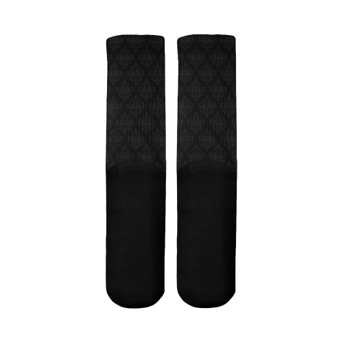 Black on Black Pattern Mid-Calf Socks (Black Sole)