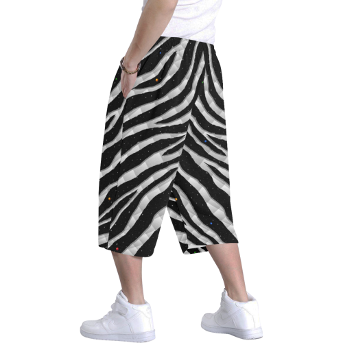 Ripped SpaceTime Stripes - White Men's All Over Print Baggy Shorts (Model L37)