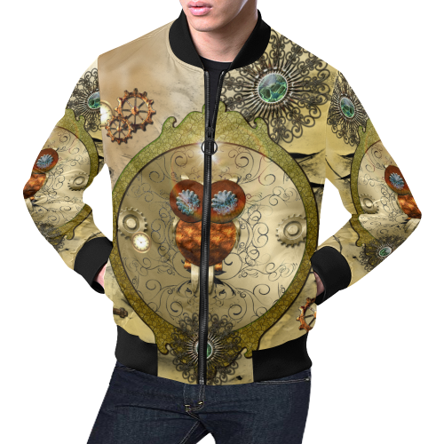 Steampunk, wonderful owl All Over Print Bomber Jacket for Men/Large Size (Model H19)