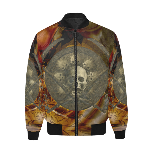 Awesome creepy skulls All Over Print Quilted Bomber Jacket for Men (Model H33)