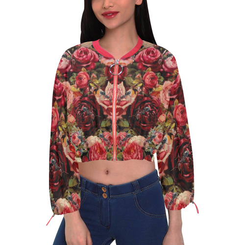 Ants n Roses Cropped Chiffon Jacket for Women (Model H30)