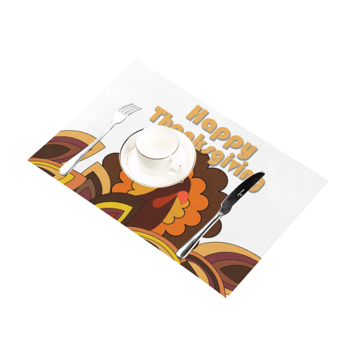 Retro Turkey Happy Thanksgiving Placemat 12’’ x 18’’ (Six Pieces)