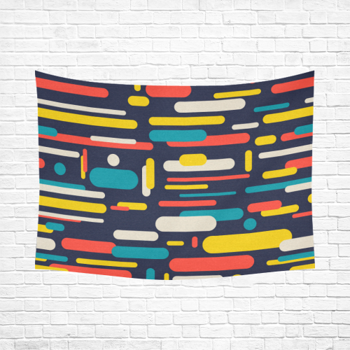 Colorful Rectangles Cotton Linen Wall Tapestry 80"x 60"
