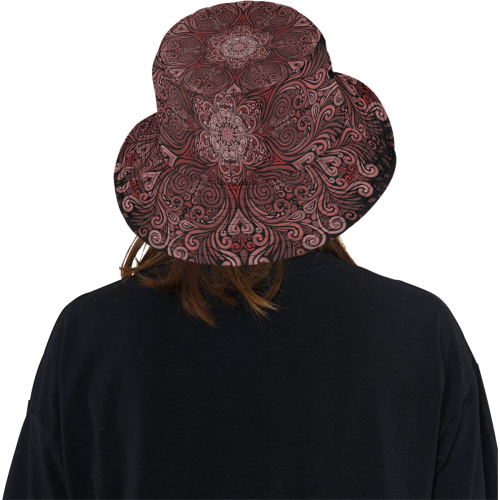 Red, orange, pink and brown 3D Mandala Pattern All Over Print Bucket Hat