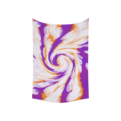 Purple Orange Tie Dye Swirl Abstract Cotton Linen Wall Tapestry 60"x 40"