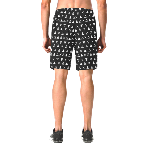 Geo Line Triangle Men's All Over Print Elastic Beach Shorts (Model L20)