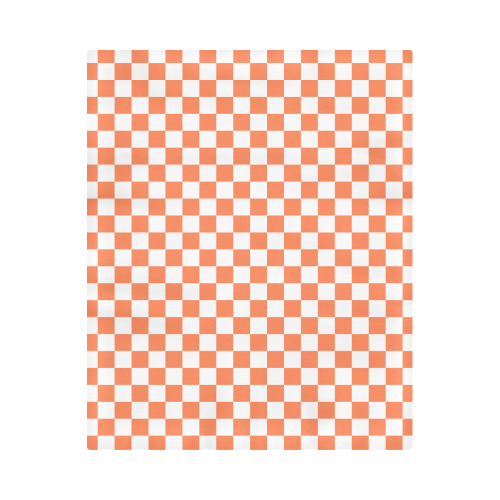 Living Coral Color Checkerboard Duvet Cover 86"x70" ( All-over-print)