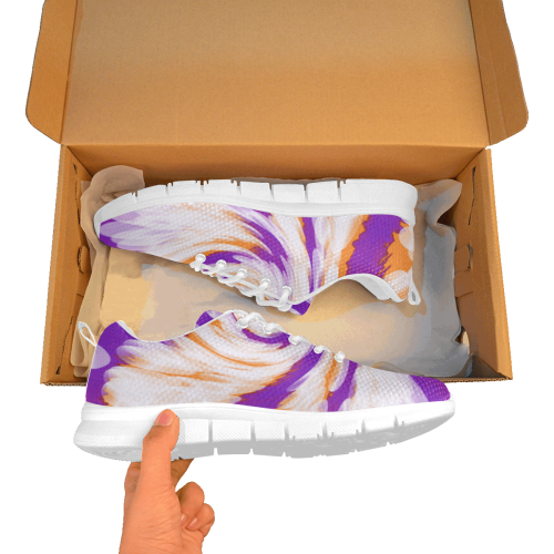 Purple Orange Tie Dye Swirl Abstract Women's Breathable Running Shoes/Large (Model 055)