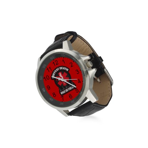 I Defeat Death EMT Unisex Stainless Steel Leather Strap Watch(Model 202)
