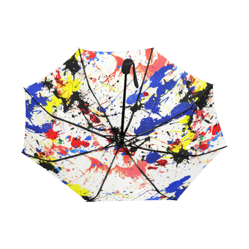Blue and Red Paint Splatter Anti-UV Auto-Foldable Umbrella (Underside Printing) (U06)