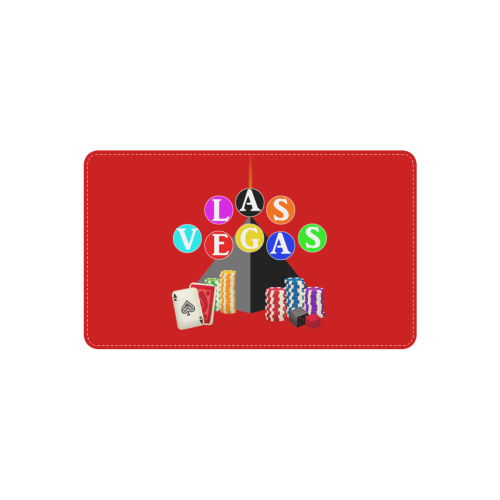 Las Vegas Pyramid / Poker Chips on Red Rectangle Wood Door Hanging Sign