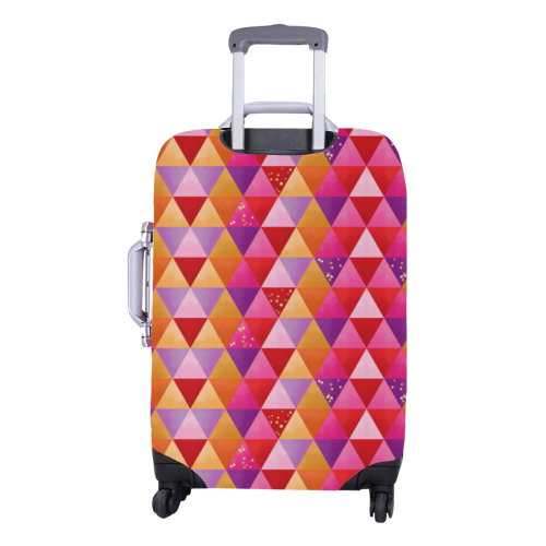 Triangle Pattern - Red Purple Pink Orange Yellow Luggage Cover/Medium 22"-25"
