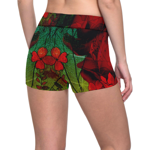 Flower power, roses Women's All Over Print Short Leggings (Model L28)