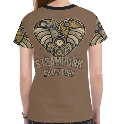 Retro Futurism - Love Heart Steampunk Adventure 1 New All Over Print T-shirt for Women (Model T45)
