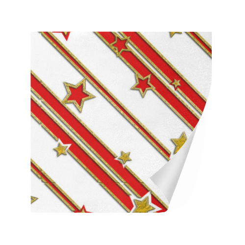 STARS & STRIPES red gold white Gift Wrapping Paper 58"x 23" (1 Roll)