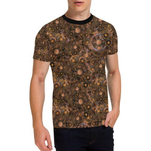 Steampunk Cogs up to 2XL Men's All Over Print T-Shirt with Chest Pocket (Model T56)