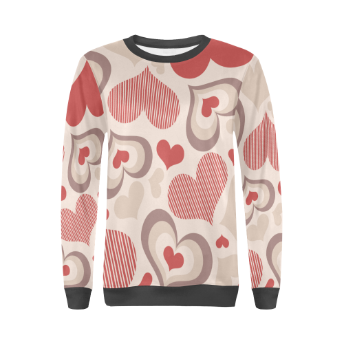 heart vector free All Over Print Crewneck Sweatshirt for Women (Model H18)