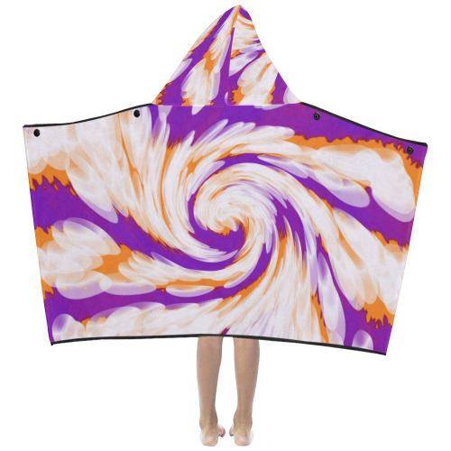 Purple Orange Tie Dye Swirl Abstract Kids' Hooded Bath Towels