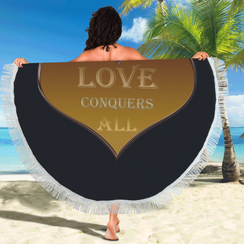 Love Conquers All Heart Circular Beach Shawl 59"x 59"