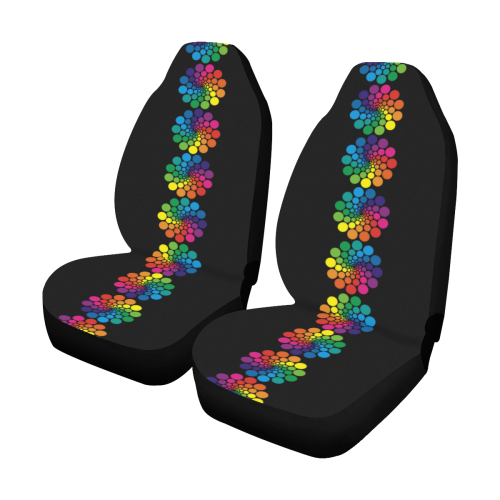 Colorful Dots Flower Circle Border Car Seat Covers (Set of 2)