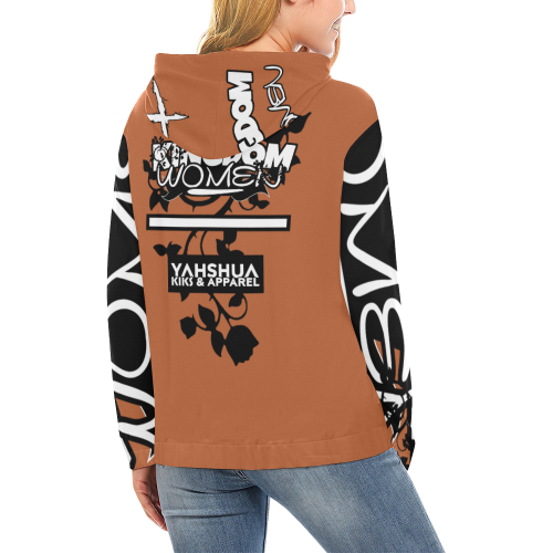 Lite Brown All Over Print Hoodie for Women (USA Size) (Model H13)