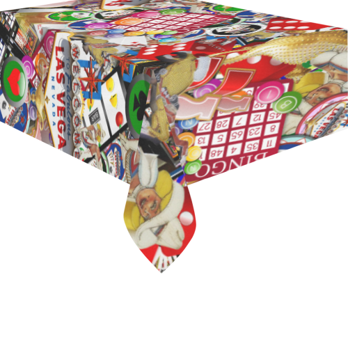 Gamblers Delight - Las Vegas Icons Cotton Linen Tablecloth 60" x 90"